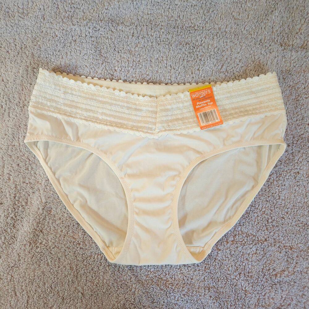 Warner's No Pinching No Problems Lace Hipster Panties M 6 NWT Style 5609J Ivory